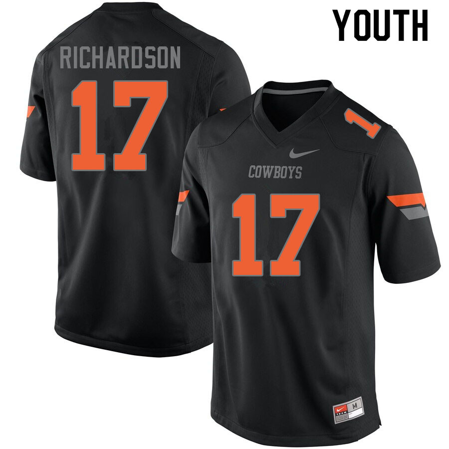 Youth #17 John Paul Richardson Oklahoma State Cowboys College Football Jerseys Sale-Black